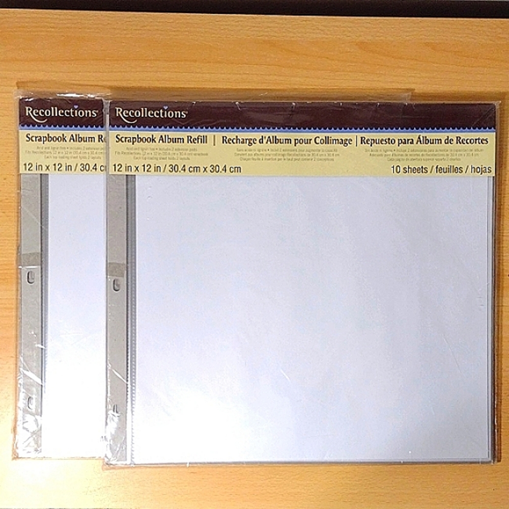 Recollections 2 Scrapbook Album Refill 10 Sheets Acid & Lignin Free 12"x12"